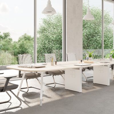 acheter Table de conférence de bureau moderne en bois avec couleur blanche et revêtement en poudre de bureau en acier online manufacture
