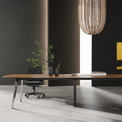 acheter Prise en charge de la personnalisation Design moderne Table de conférence en bois foncé Avec des jambes en acier laminées à froid Meubles de bureau pour salles de réunion et de négociation online manufacture