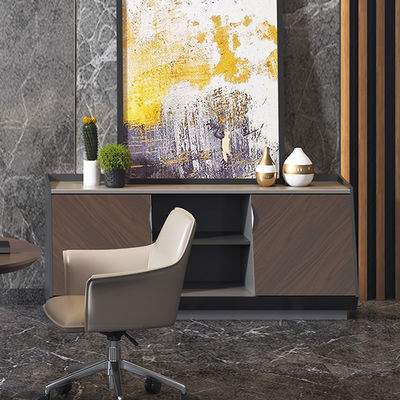 acheter Prise en charge de la personnalisation de la station d'eau de thé à panneau irrégulier sombre avec armoire de rangement et porte coulissante pour la réception Bureau pour immeuble de bureaux online manufacture