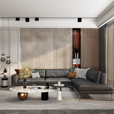 acheter Soutien à la personnalisation Sofa en cuir minimaliste nordique Office chambre à coucher Conception sectionnelle traditionnelle Jambes métalliques Sofas simple/triple siège Hôtel de vie online manufacture