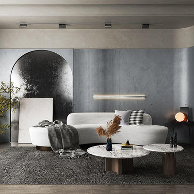 acheter Prise en charge de la personnalisation Nordic Minimalism Sofa en cuir, Bureau, Chambre à coucher, Design d'arc innovant, Pieds en métal, Trois places, Tissu online manufacture