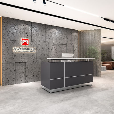 acheter Bureau de réception en bois minimaliste moderne avec panneaux frontaux sombres Bureau Hôtel Entrepôt de la société d'hébergement des clients Applications hospitalières Support personnalisation online manufacture