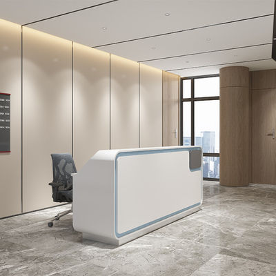 acheter Soutien à la personnalisation Moderne minimaliste Table d'accueil à panneau avant blanc Avec cadre bleu pour bureau Hôtel Entree de l'hôpital pour accueillir les clients online manufacture