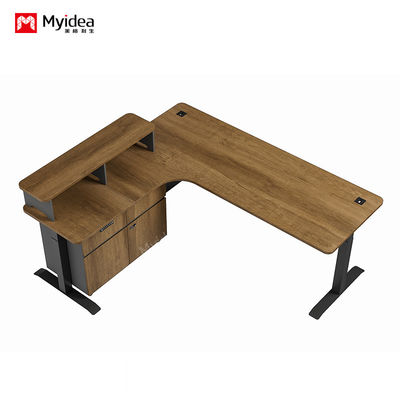 acheter Table de levage électrique en forme de L avec espace de rangement sous-armoire mobile, bureau principal avec système de collecte de câbles, bureau online manufacture