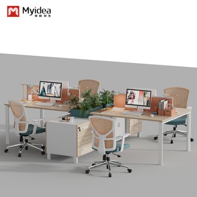 acheter Tableau et chaise de bureau pour le personnel, table et cabine de poste de travail pour les employés, bureau financier, bureau et chaise à écran pour quatre personnes online manufacture