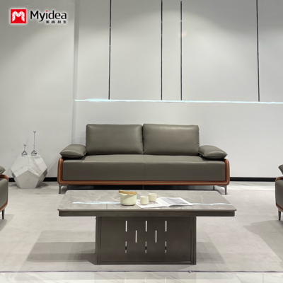 Foshan Office Sofa, Leather Business Lounge, VIP Reception Room, Simple and Modern boss Sofa, Coffee Table Combination