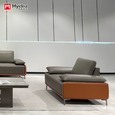 Foshan Office Sofa, Leather Business Lounge, VIP Reception Room, Simple and Modern boss Sofa, Coffee Table Combination