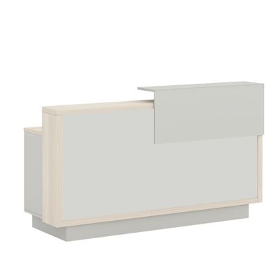 Bright Black Three Story Reception Desk, Company Reception Desk, Modern And Minimalist Style, Customer Reception Desk, Hotel Reception Desk