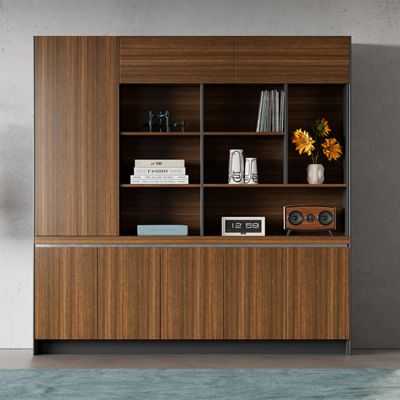 File Cabinet Wooden Grid Cabinet File Cabinet Floor Display Cabinet Office Bookshelf Storage Cabinet