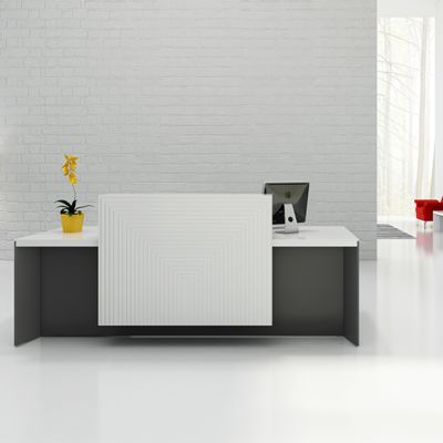 White Painted Glossy Front Desk, Fashionable Design, Light Luxury Front Desk, Commercial Hotel Lobby, Cashier And Reception Desk