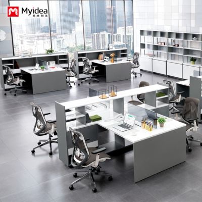 acheter Bureau de stockage de grande capacité personnalisable avec armoire, bureau d'ordinateur de bureau pour 2 et 4 personnes, cloison d'écran, bureau du personnel online manufacture