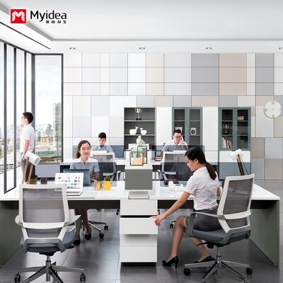 acheter Bureau de bureau pour 4 personnes avec tiroirs de rangement, bureau peint en blanc brillant online manufacture
