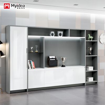 acheter Classeur de bureau pour le patron et le superviseur, armoire de rangement avec espace pour vêtements suspendus, meuble de bureau blanc laqué brillant avec bande lumineuse à induction et serrure online manufacture