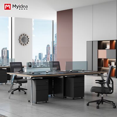 Customization the Staff Desk Is Simple and Modern, with 4 Manual Workstations,the Desk Is Neat and Practical, with a Screen