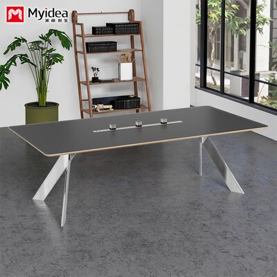 customization Eleganthigh-end, fashionable office and conference table with shiny stainless steel feet, soft and comfortable skin feel fabric