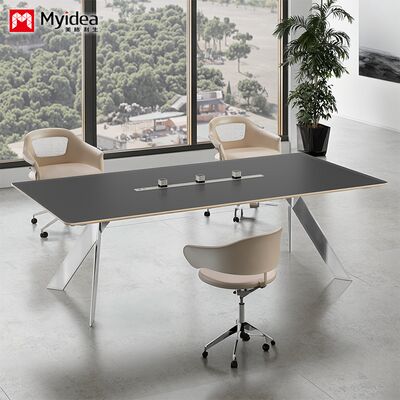 acheter personnalisation Élégante, haut de gamme, bureau à la mode et table de conférence avec des pieds en acier inoxydable brillant, la peau douce et confortable se sentir tissu online manufacture