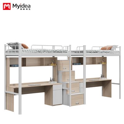acheter Dortoir d'école avec lits de rangement, bureaux, espace de rangement, escaliers, lit en fer pour deux personnes, combinaison de bois d'acier online manufacture