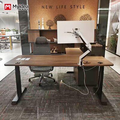 acheter Table de levage électrique en forme de L avec espace de rangement sous-armoire mobile, bureau principal avec système de collecte de câbles, bureau online manufacture