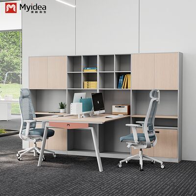 acheter Tableau de bureau en bois moderne écologique avec écran en tissu Pieds en acier Grand armoire de rangement Meubles de bureau indépendants online manufacture