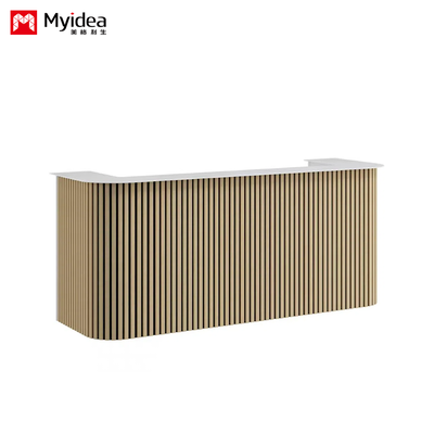 acheter Customisation Table d'accueil de grille en bois Bureau de réception Bureau de réception, planche de roche à motifs de montagne blanche, réception moderne et simple online manufacture