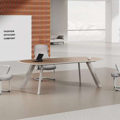 acheter Table de conférence à bord rond laminée en vinyle de PVC ️ Surface peinte brillante pour salles de réunion de bureau online manufacture