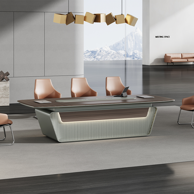 acheter Table de conférence à bord rond laminée en vinyle de PVC ️ Surface peinte brillante pour salles de réunion de bureau online manufacture