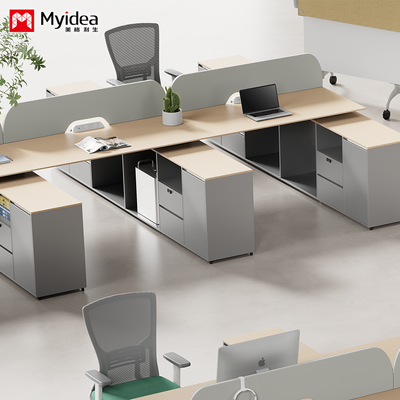 acheter Bureau du personnel pour plusieurs personnes, écran de pied en acier, poste de travail du personnel, quatre personnes avec un long cabinet auxiliaire, bureau d'ordinateur online manufacture