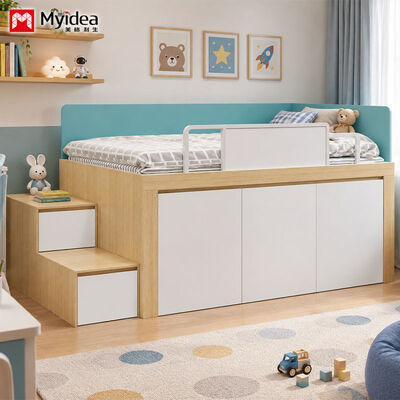 Acheter Chambre à coucher et appartement, cadre de lit bas et haut économe en espace avec étages de rangement intégrés et espace de rangement sous le lit online manufacture