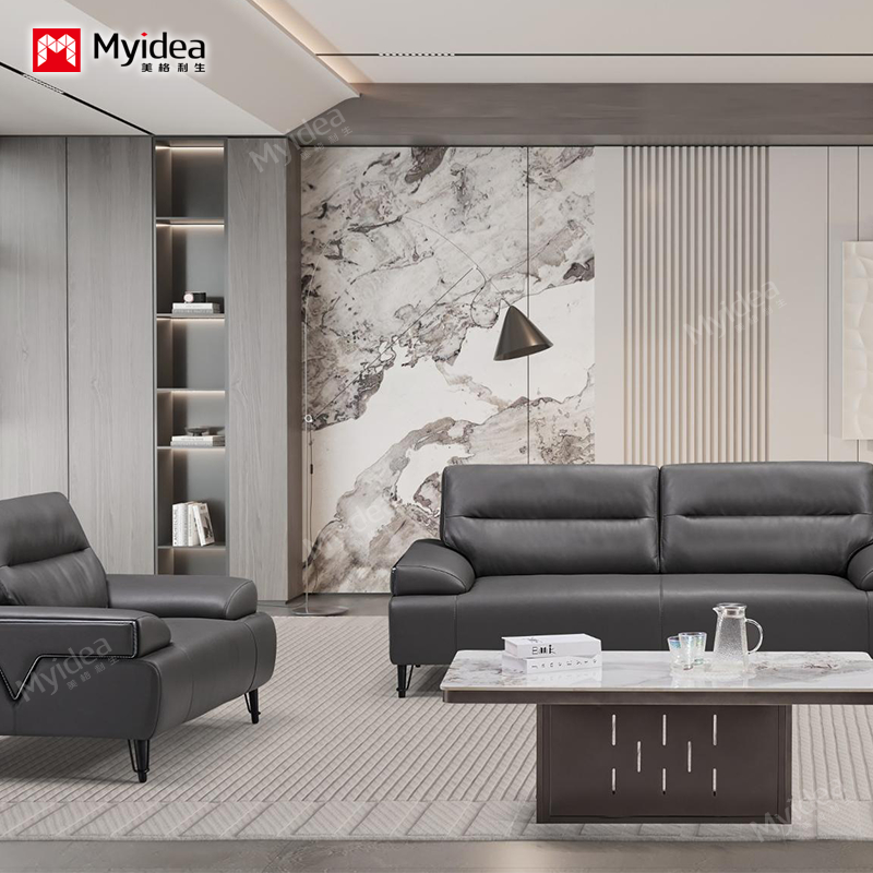 Modern Office Furniture Hotel Lobby CEO Room Reception Leather Office Sofa Set