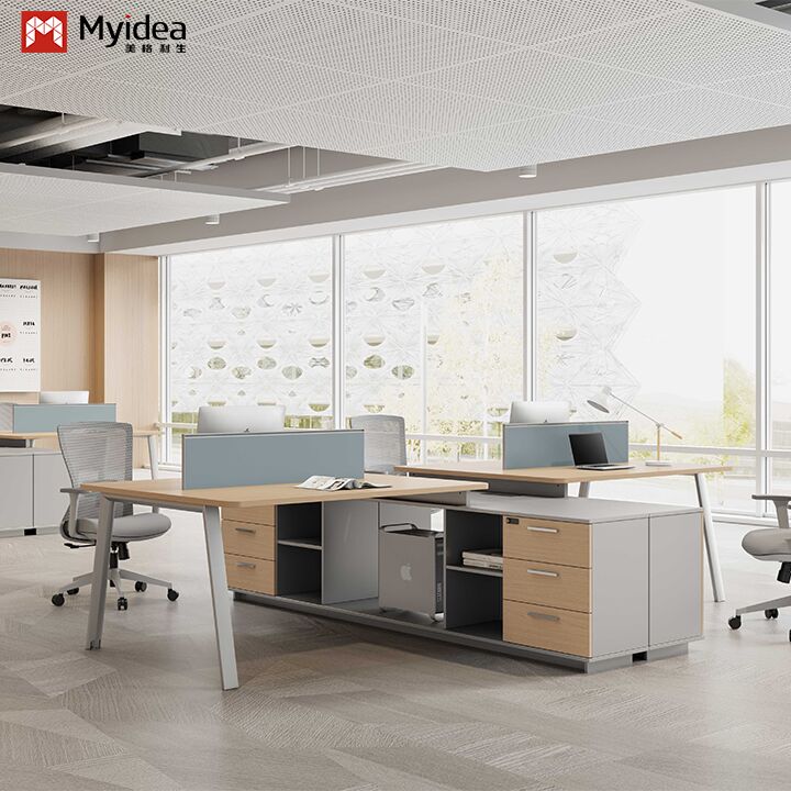 Two Staff Members Facing Each Other, Office Desk wholesale, Steel foot style, Office Furniture Desk wholesale