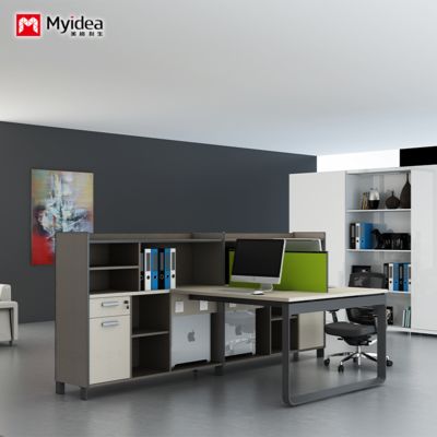 Company Office Screen Style Computer Desk with Two Person Design Sense,desk with file Cabinet for Storage office Desk
