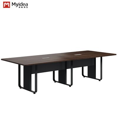 Table de conférence en bois noir de design moderne avec des jambes en acier laminées à froid Meubles de bureau pour salles de réunion et de négociation